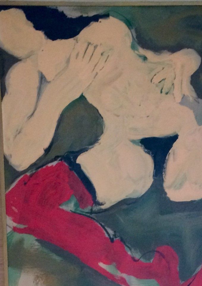 Nu aux bas rouges, hommage à Matisse, Acrylique sur toile, 100 x70